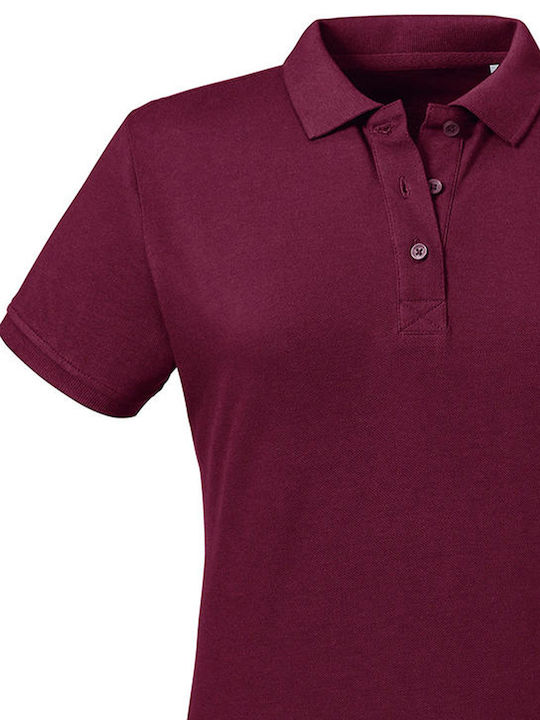 Russell Europe Femei Bluza Promotională Mânecă Scurtă Burgundia