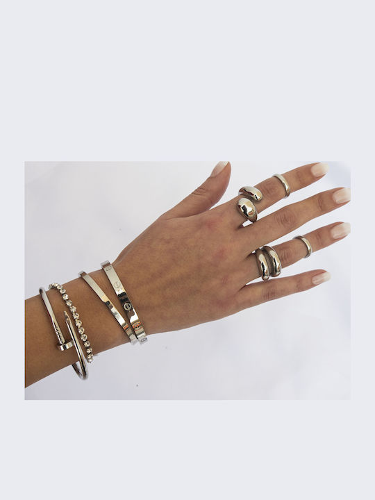 Theodora's Jewellery Βραχιόλι Χειροπέδα από Ατσάλι