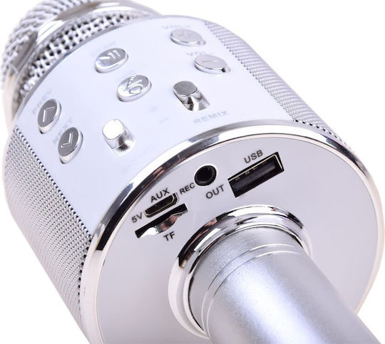 BB-Shop Μικρόφωνο Karaoke Ασύρματο IN0136 σε Ασημί Χρώμα