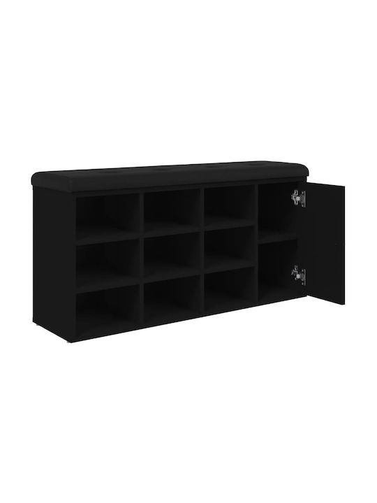 Entry Furniture with Shoe Rack & Bench Black Velvet-Black Metal 102x32x50cm