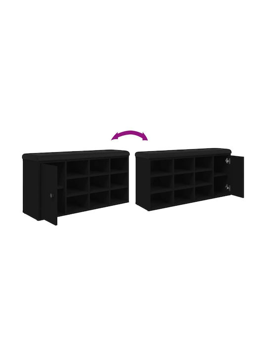 Entry Furniture with Shoe Rack & Bench Black Velvet-Black Metal 102x32x50cm