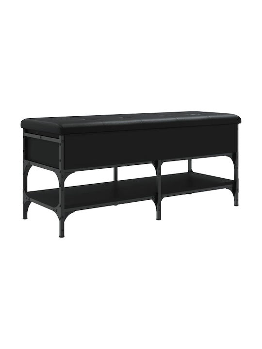 Entry Furniture with Shoe Rack & Bench Black Velvet-Black Metal 102x42x45cm