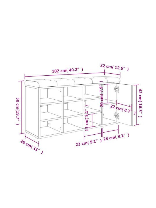 Mobilier de Intrare cu Dulap pentru Pantofi & Bancă Alb 102x32x50cm