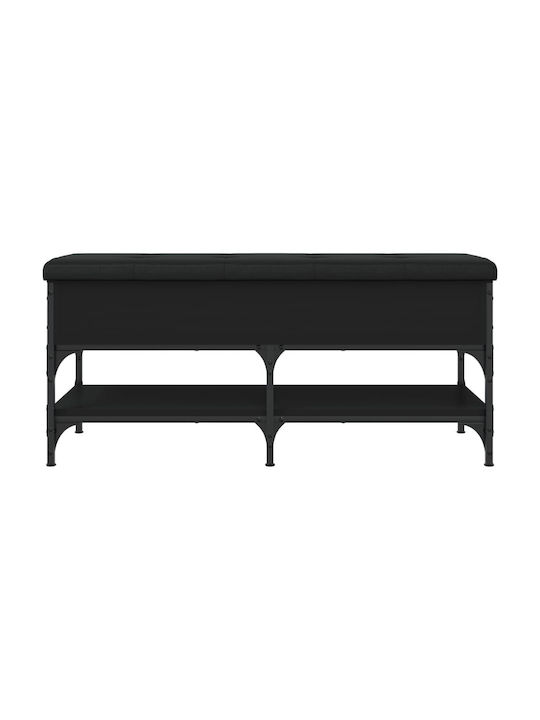 Entry Furniture with Shoe Rack & Bench Black Velvet-Black Metal 102x42x45cm