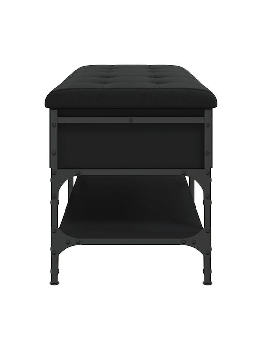 Entry Furniture with Shoe Rack & Bench Black Velvet-Black Metal 102x42x45cm