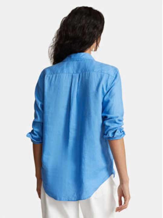 Ralph Lauren Women's Linen Long Sleeve Shirt Blue