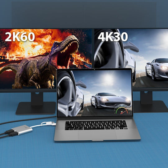 J5 Create JCA365 USB-A / USB-C Docking Station με HDMI 4K και σύνδεση 2 Οθονών Γκρι