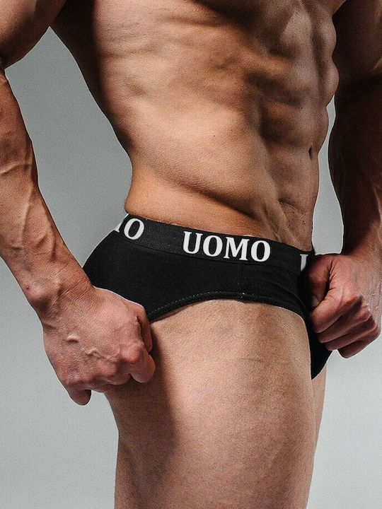 Uomo Herren Slips Black 3Packung