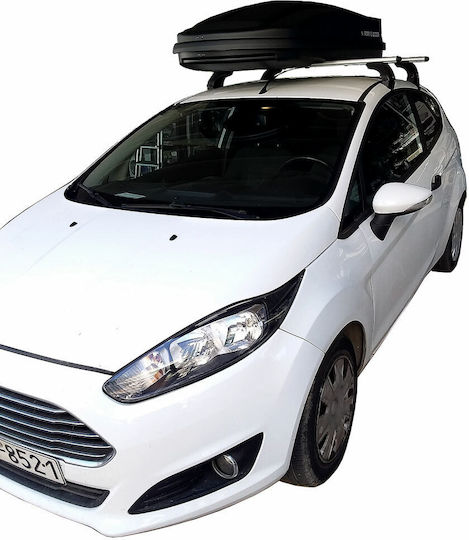 Nordrive Aluminum Car Roof Bars for Ford Fiesta 3D 2008-2017 with Nordrive Box 430lt Set with Roof Rack Legs Silver