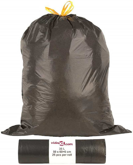 vidaXL Trash Bags Capacity 35lt with Drawstring 50x66cm 250pcs Black