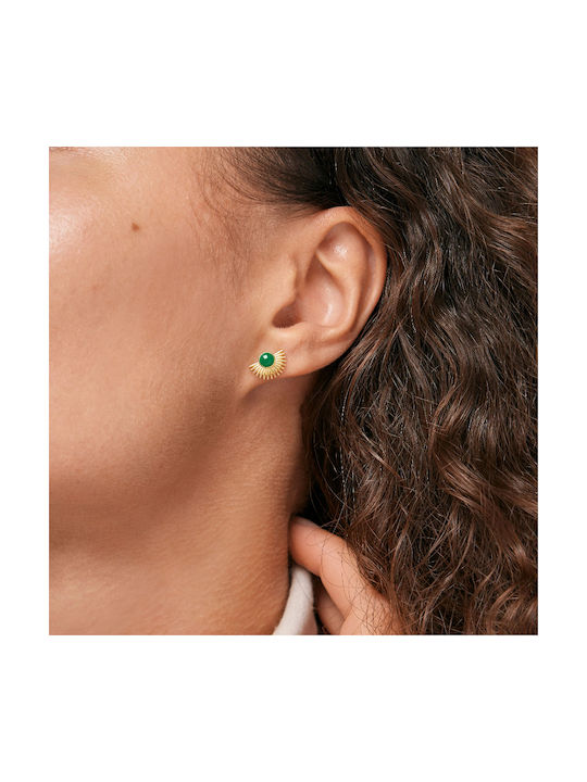 Enamel Copenhagen Earrings made of Silver Gold Plated Petrol Green