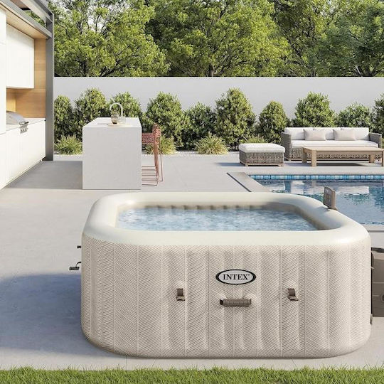 Intex Chevron Deluxe Square Swimming Pool 795lt Inflatable with Hydromassage 175x175x71cm
