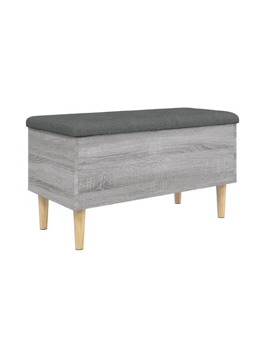 Stool Bench Stool With Storage Space Wooden Grey 82x42x46cm