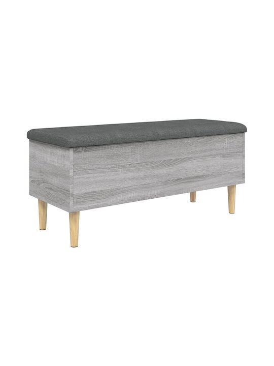 Stool Bench Stool With Storage Space Wooden Grey 102x42x46cm