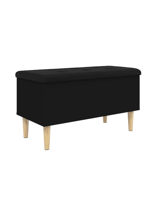 Stool Bench Stool With Storage Space Wooden Black Velvet-Black Metal 82x42x46cm