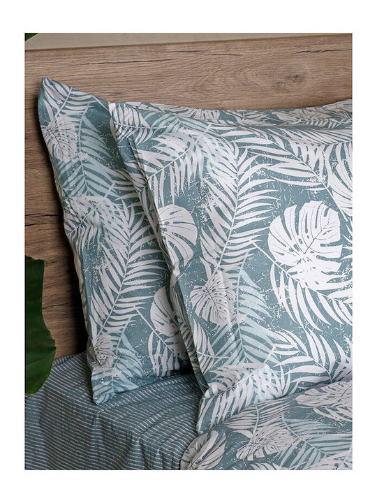 Sunshine Cotton Feelings 2038 Σετ Σεντόνια Διπλά με Λάστιχο 150x205+30εκ. Aqua (4τμχ)