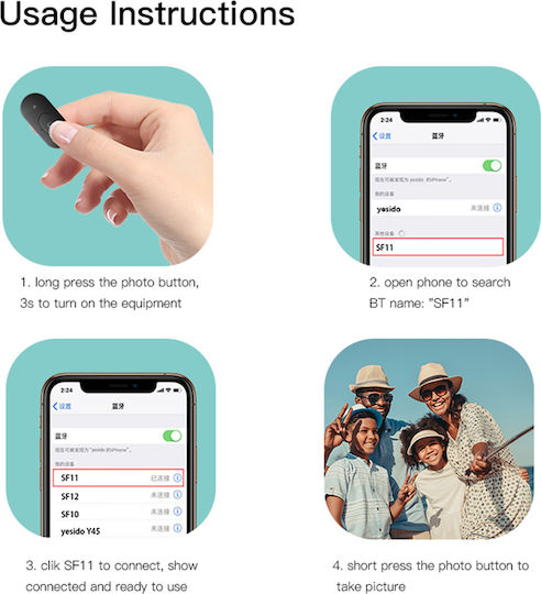 Yesido SF11 Selfie Stick Τρίποδο Κινητού Bluetooth Μαύρο