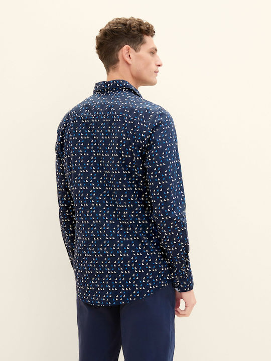 Tom Tailor Patterned Herrenhemd Langärmelig Blue