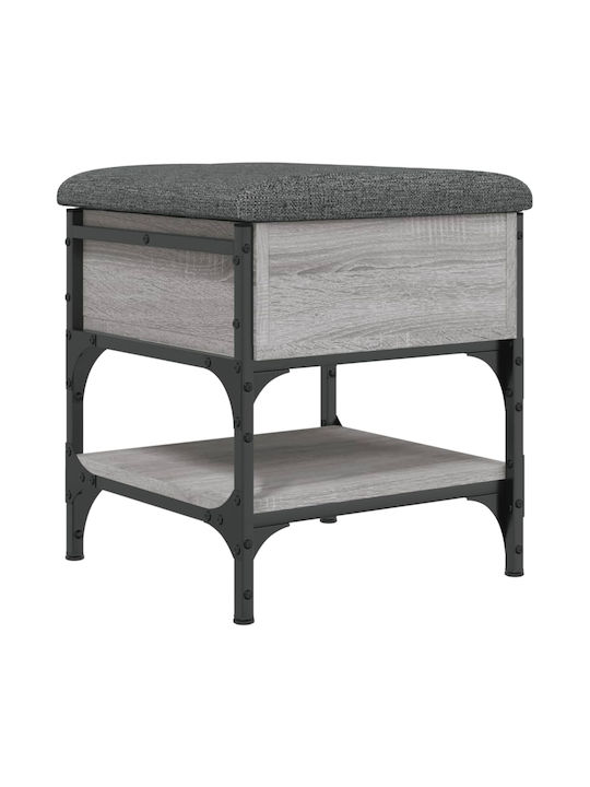 Stool For Living Room With Storage Space Metallic Gray 42x42x45cm