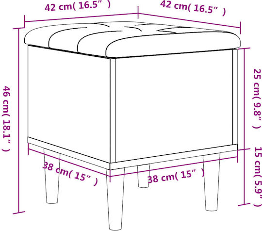 Hocker Für das Wohnzimmer Mit Stauraum Hölzernes White 42x42x46cm
