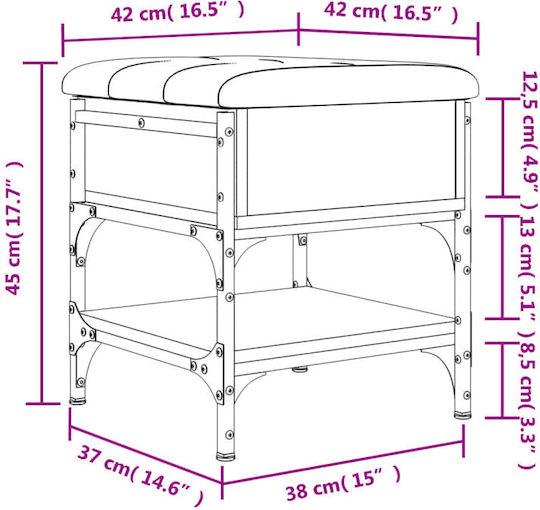 Hocker Für das Wohnzimmer Mit Stauraum Metall Gray 42x42x45cm