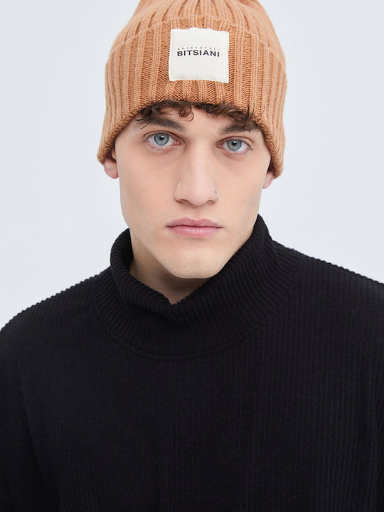 Aristoteli Bitsiani Beanie Unisex Σκούφος Πλεκτός σε Καφέ χρώμα