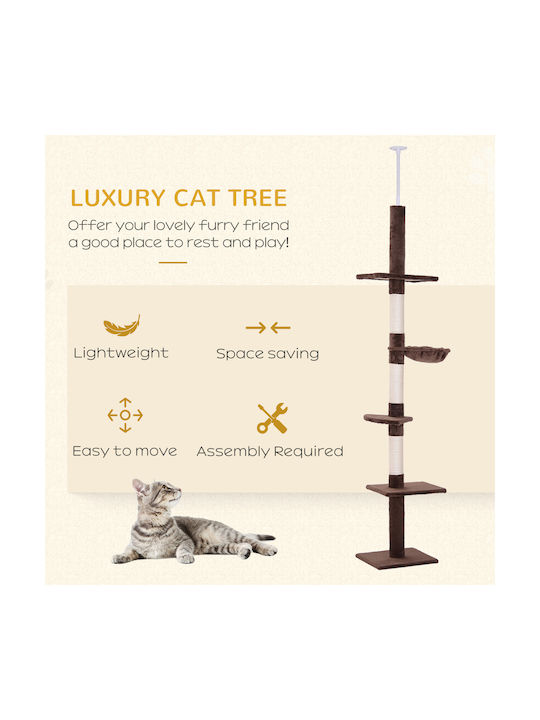 Pawhut Scratching Post Cat Trees Brown Ceiling 40x34x260cm