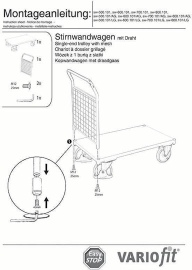 Variofit Platform Trolley for Weight Load up to 500kg Gray