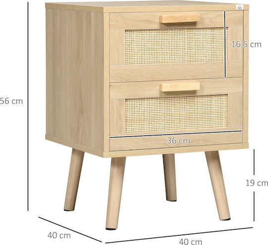 Κομοδίνο Ξύλινο Μπεζ 40x40x56cm