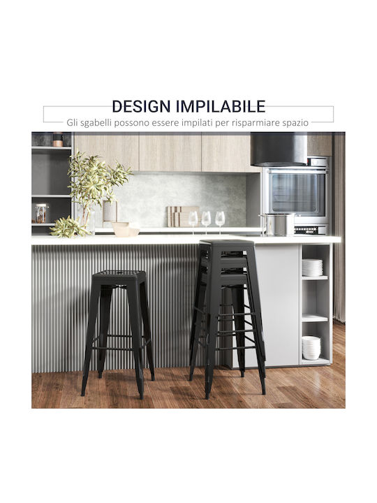 Stool Bar Metallic Black 4pcs 43x43x76cm