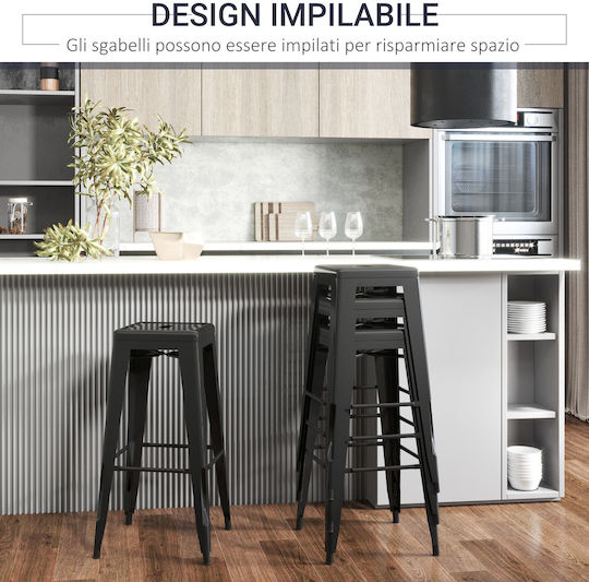 Hocker Bar Metall Black 4Stück 43x43x76cm