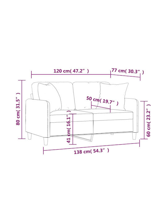 Two-Seater Couch Yellow 138x77x80cm