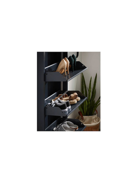 Metalică Suport pentru pantofi cu 3 Rafturi Neagră L50xW15xH103cm