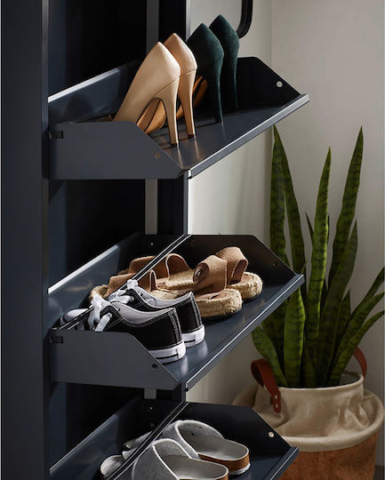 Metal Shoe Organizer with 3 Shelves Black 50x15x103cm 56351005 Metal Shoe Organizer with 3 Shelves Black 50x15x103cm 56351005