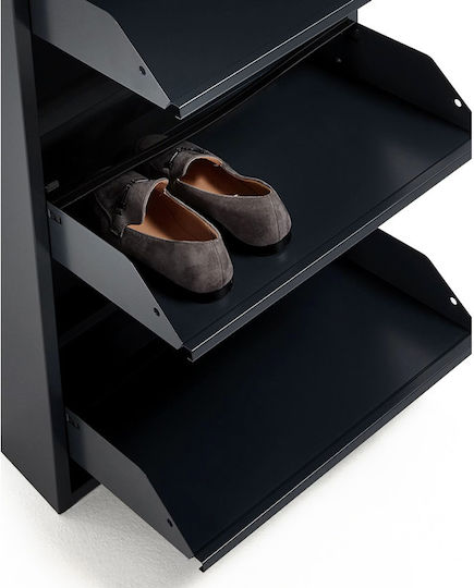 Metalică Suport pentru pantofi cu 3 Rafturi Neagră L50xW15xH103cm