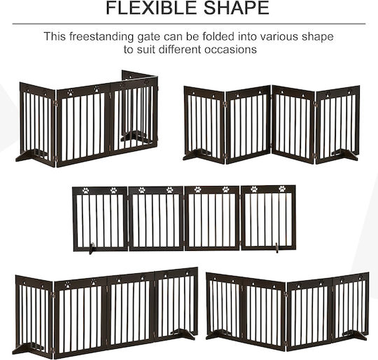 Pawhut Wooden Dog Divider 204x30x61cm Brown