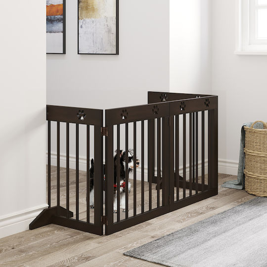 Pawhut Wooden Dog Divider 204x30x61cm Brown