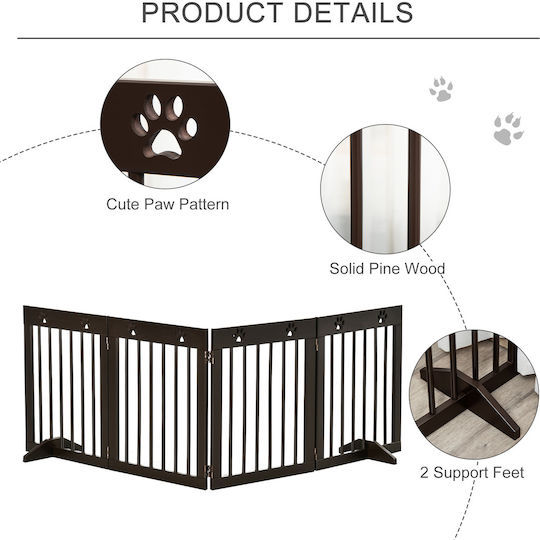 Pawhut Wooden Dog Divider 204x30x61cm Brown