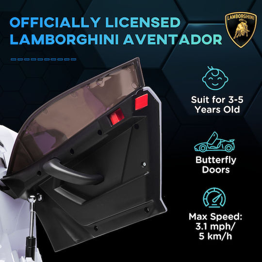 Lamborghini Едноместна с Дистанционно Управление Лицензиран 12 Волта Бяла