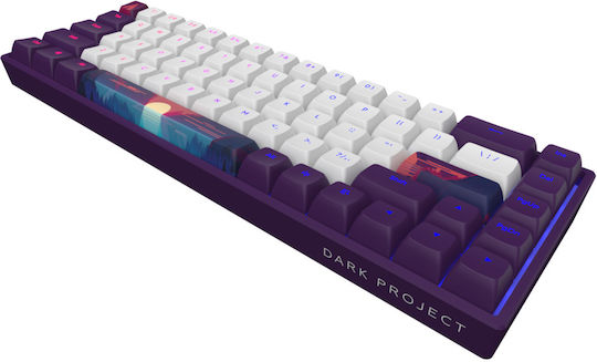 Dark Project 68 Sunrise Gaming Mechanische Tastatur 65% mit G3MS Sapphire Schaltern und RGB-Beleuchtung (Englisch US) Violet/White