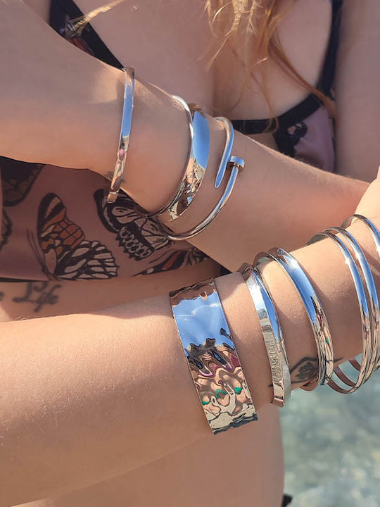 Theodora's Jewellery Damen Armbänder Handschellen aus Edelstahl JT-B08-Silber