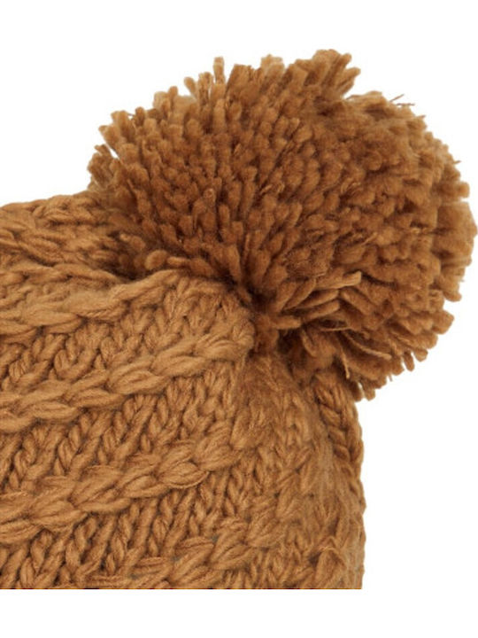 Pom Pom Beanie Γυναικείος Fleece Σκούφος Πλεκτός σε Καφέ χρώμα
