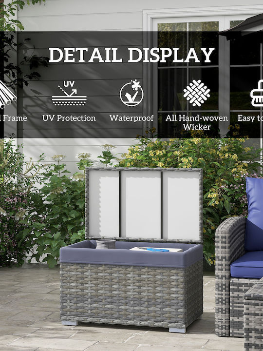 Outsunny Μπαούλο Αποθήκευσης Εξωτερικού Χώρου Rattan Γκρι Μ76xΠ45xΥ48εκ.