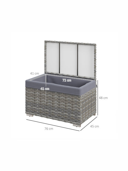 Outsunny Μπαούλο Αποθήκευσης Εξωτερικού Χώρου Rattan Γκρι Μ76xΠ45xΥ48εκ.