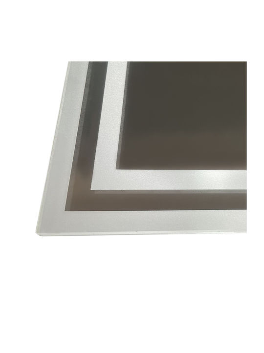 Kleankin Rechteckiger Badezimmerspiegel LED Berührung 90x70cm Durchsichtig