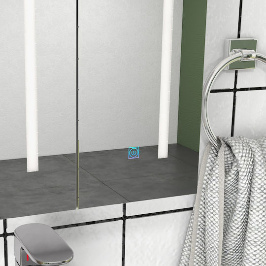 Kleankin Bathroom Mirror Led made of MDF with Shelf 90x15cm White