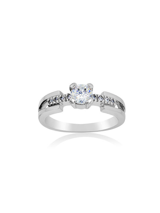 Antwnakakis Single Stone from White Gold 14K