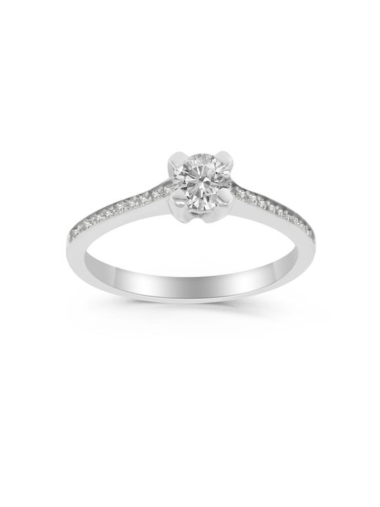 Antwnakakis Single Stone from White Gold 14K