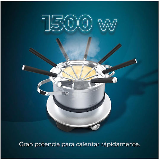 Cecotec Fun Electric Stainless Steel Fondue Pot Silver 1500 WW 17x17x17cm