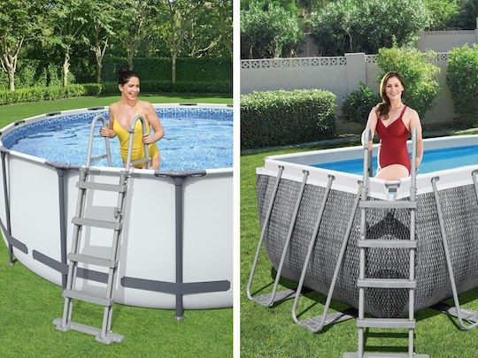 Bestway Pooltreppe aus Kunststoff mit 76,5 cm Breite Silber